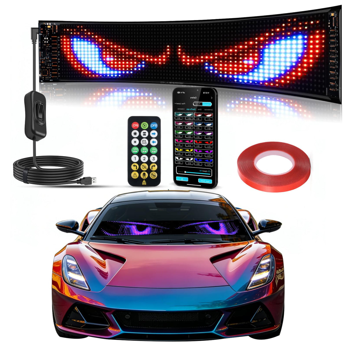 Dalattin Devil Eyes Light on windshield displays vivid colors for enhanced visibility