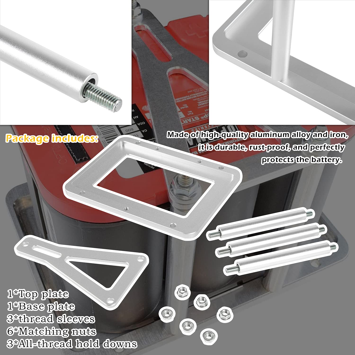 Danti thread sleeves ensure precise mounting in varied battery heights.