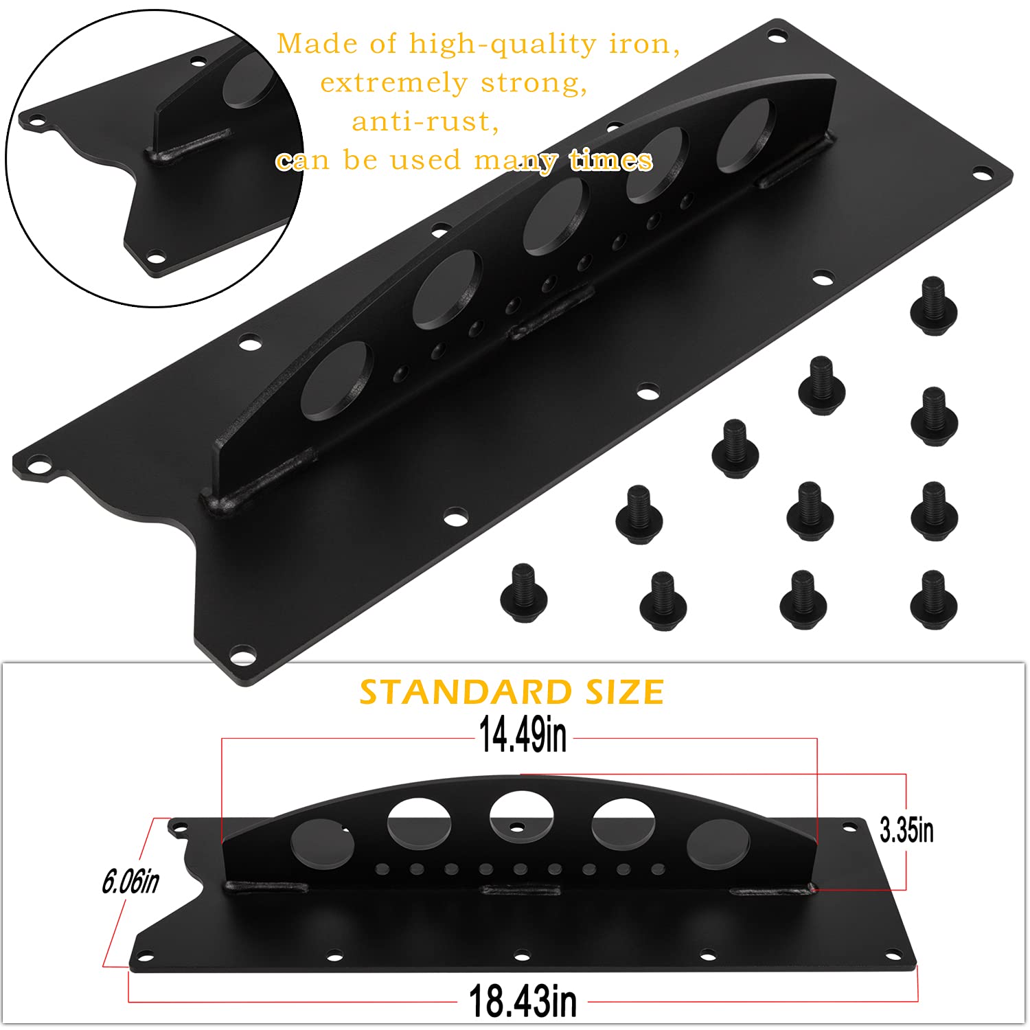 Danti lift plate bolt holes enable fine-tuned lift angle adjustments.
