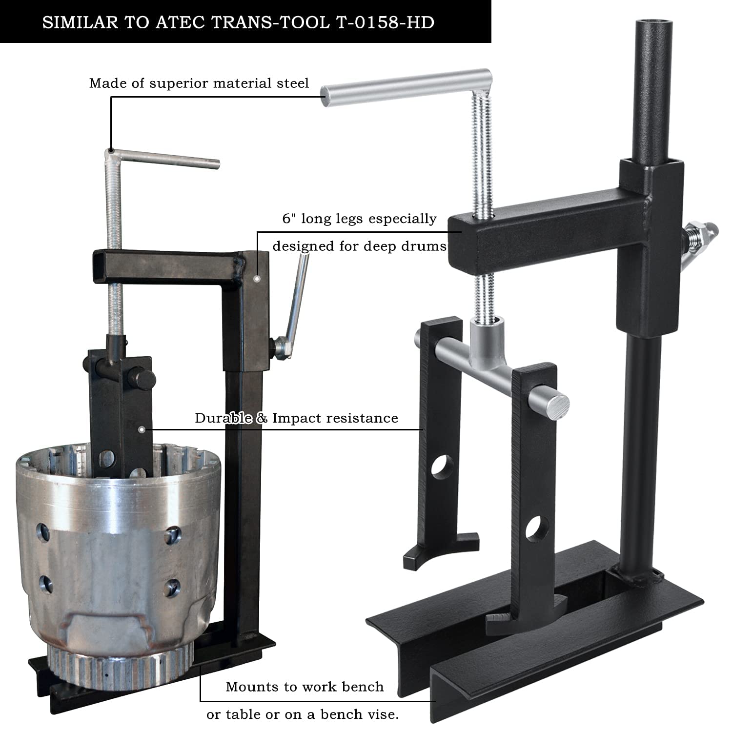 Danti T-0158 bench-mount tool provides stable clutch drum compression during service.