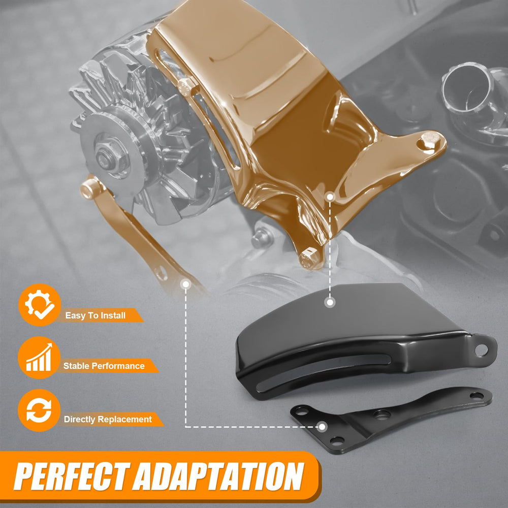 Daola888 black alternator bracket installed maintains proper belt alignment.