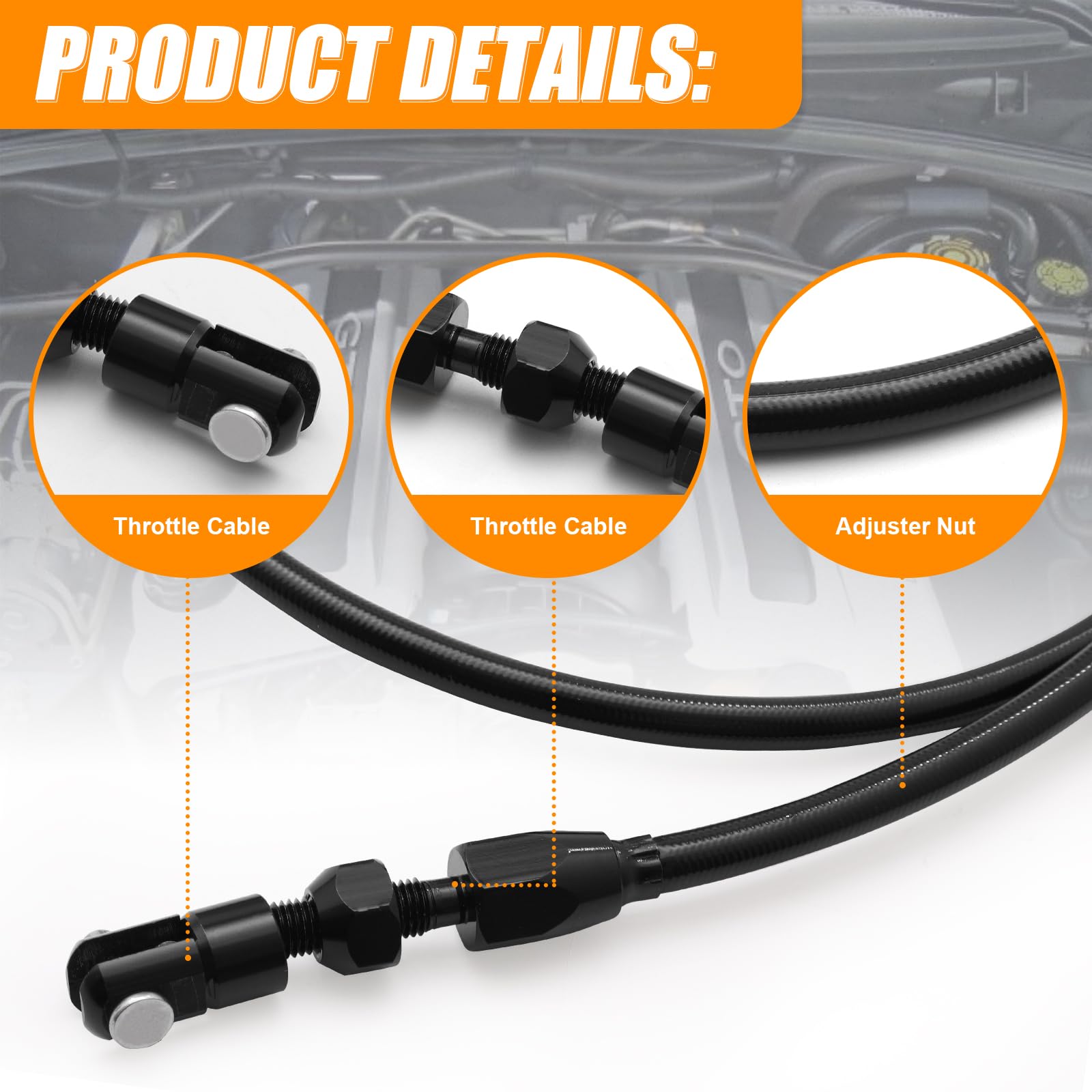 Daola888 braided cable durability highlighted for long-lasting throttle control.