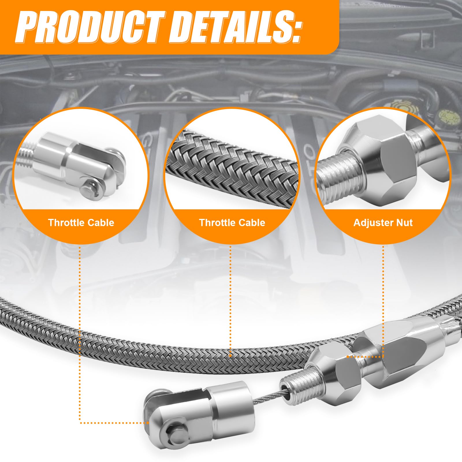 Daola888 durable-throttle-cable-braid close-up emphasizes smooth throttle feel in use.