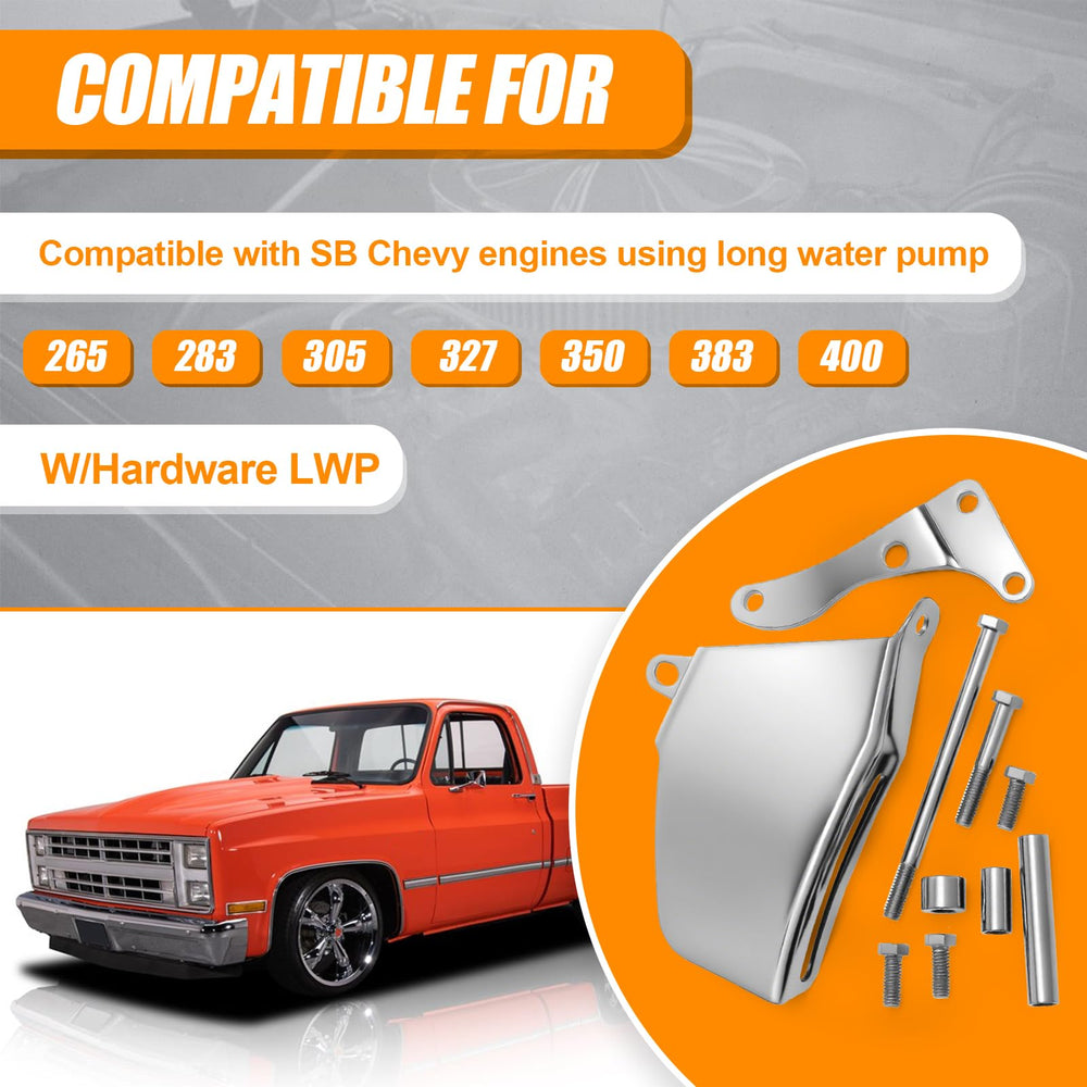 Daola888 Chevy SBC long pump bracket with hardware for straightforward installation.