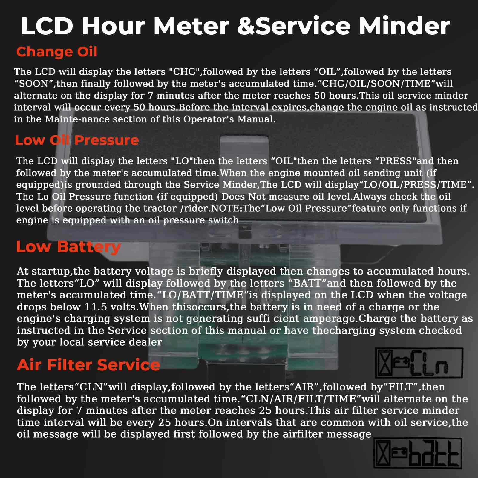Daposhac Cub Cadet Z-Force and LGT compatibility hour meter for quick fit