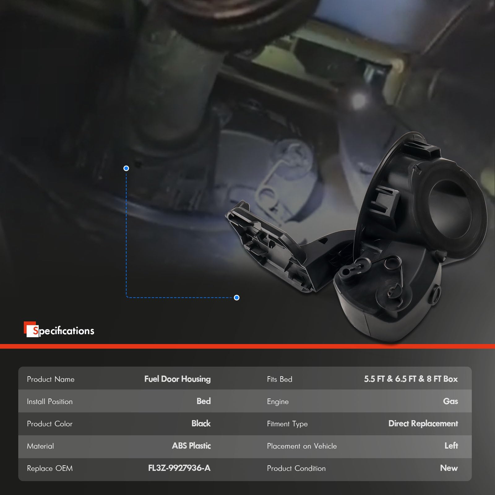 Daposhac Ford F-150 fuel door housing, easy DIY installation.