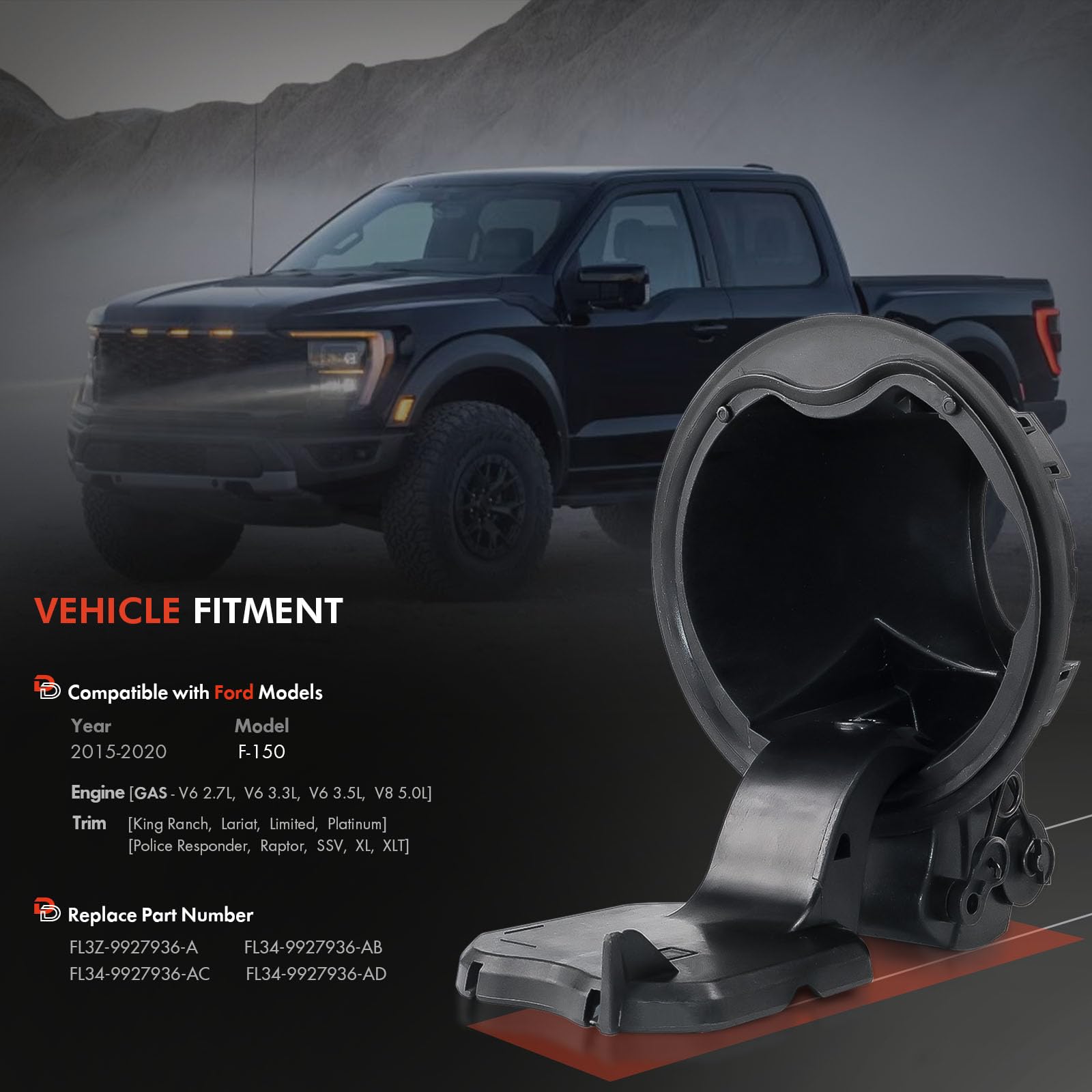 Daposhac Ford F-150 fuel door housing for 6.5ft bed, reliable replacement.
