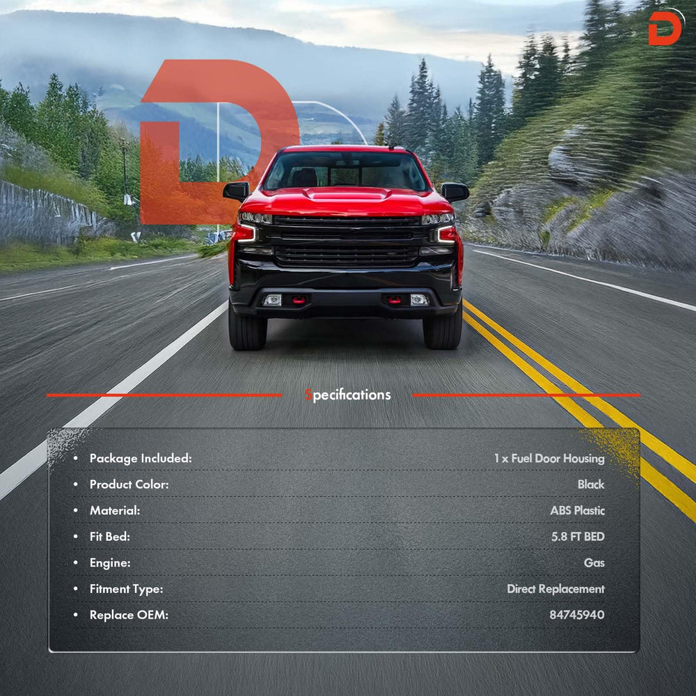 Daposhac fuel door housing OEM-style fit ensures seamless Silverado appearance.