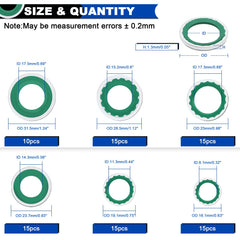 Daptemn gasket size chart close-up highlighting 31.5x17.5x1.3mm for repairs.