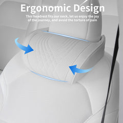 Dapucarin leather cover on a headrest for premium finish