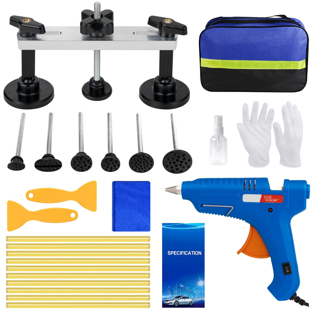 Dark Rescue dent puller kit laid out for quick, paintless repair tasks