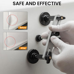 Dark Rescue dent repair kit demonstrating glue tab placement