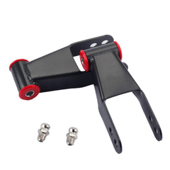 Dasbecan 2-inch rear lowering shackle kit components laid out for installation and stance improvement.