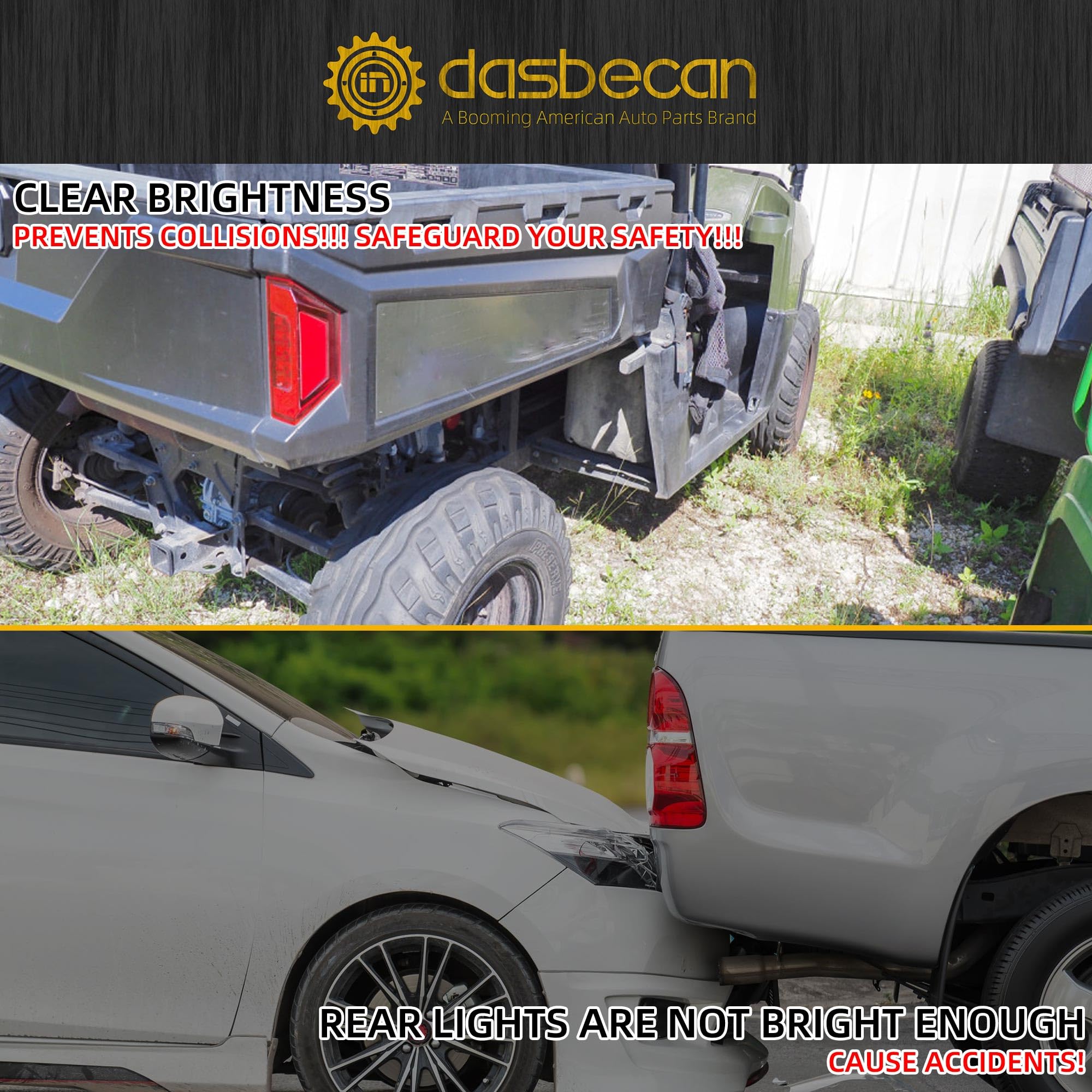 Dasbecan 570 full-size tail light helps drivers spot your rear quickly.