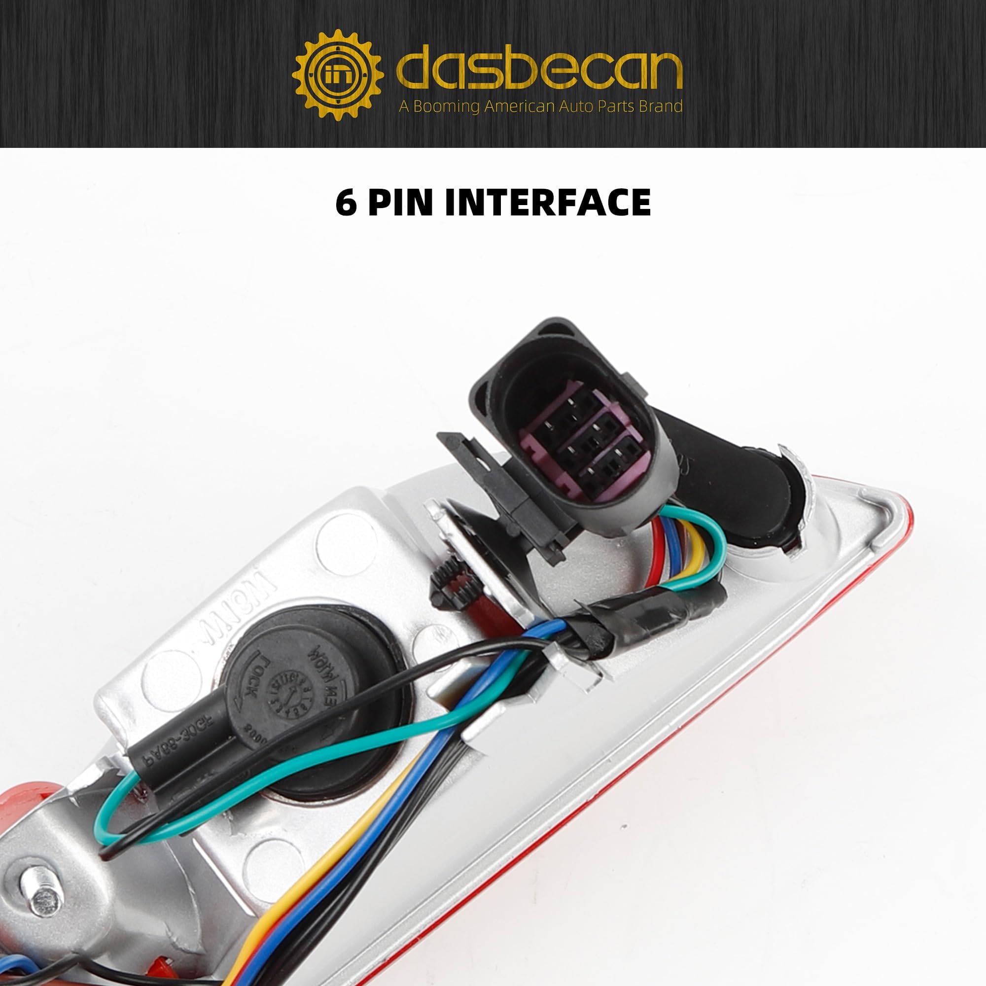 Dasbecan Audi Q5 chrome interior with clear and red lens for a modern appearance.