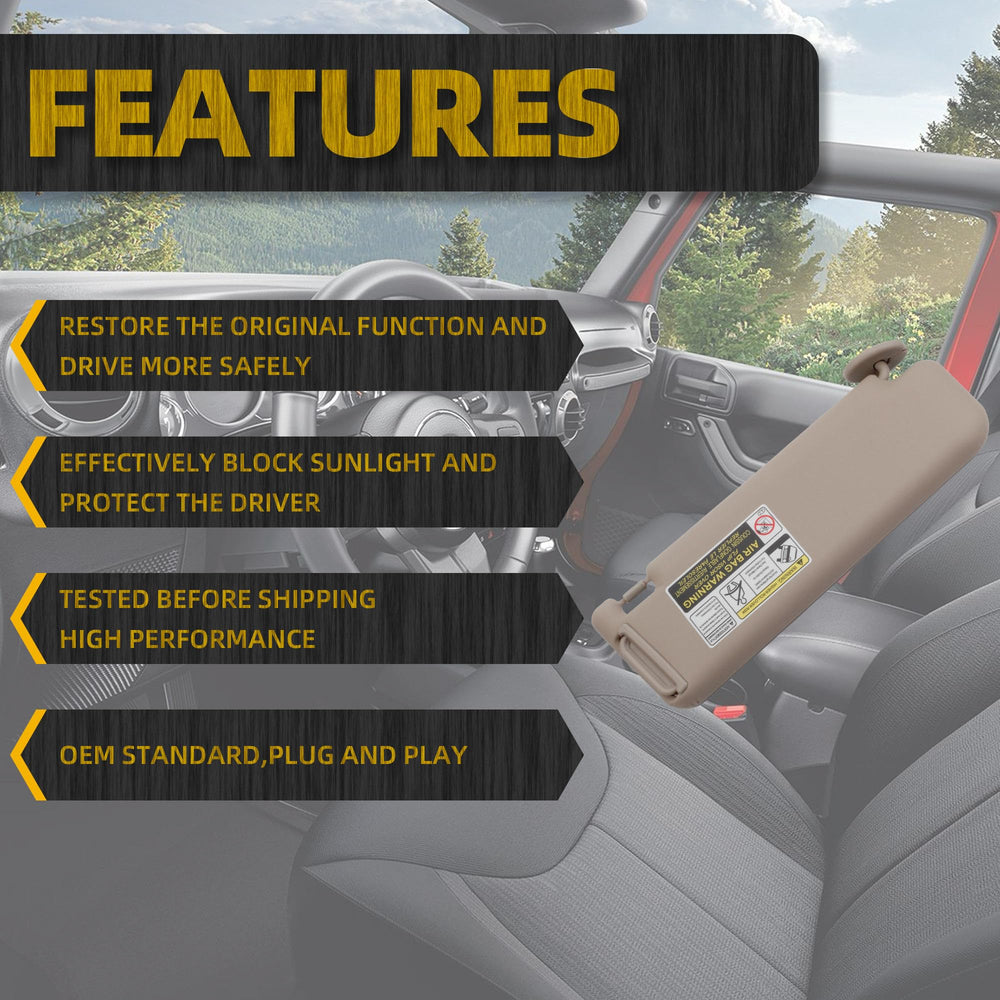 Dasbecan beige left driver side sun visor close-up material detail