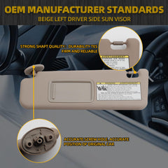Dasbecan beige left driver side sun visor with OE numbers 74320-3D050