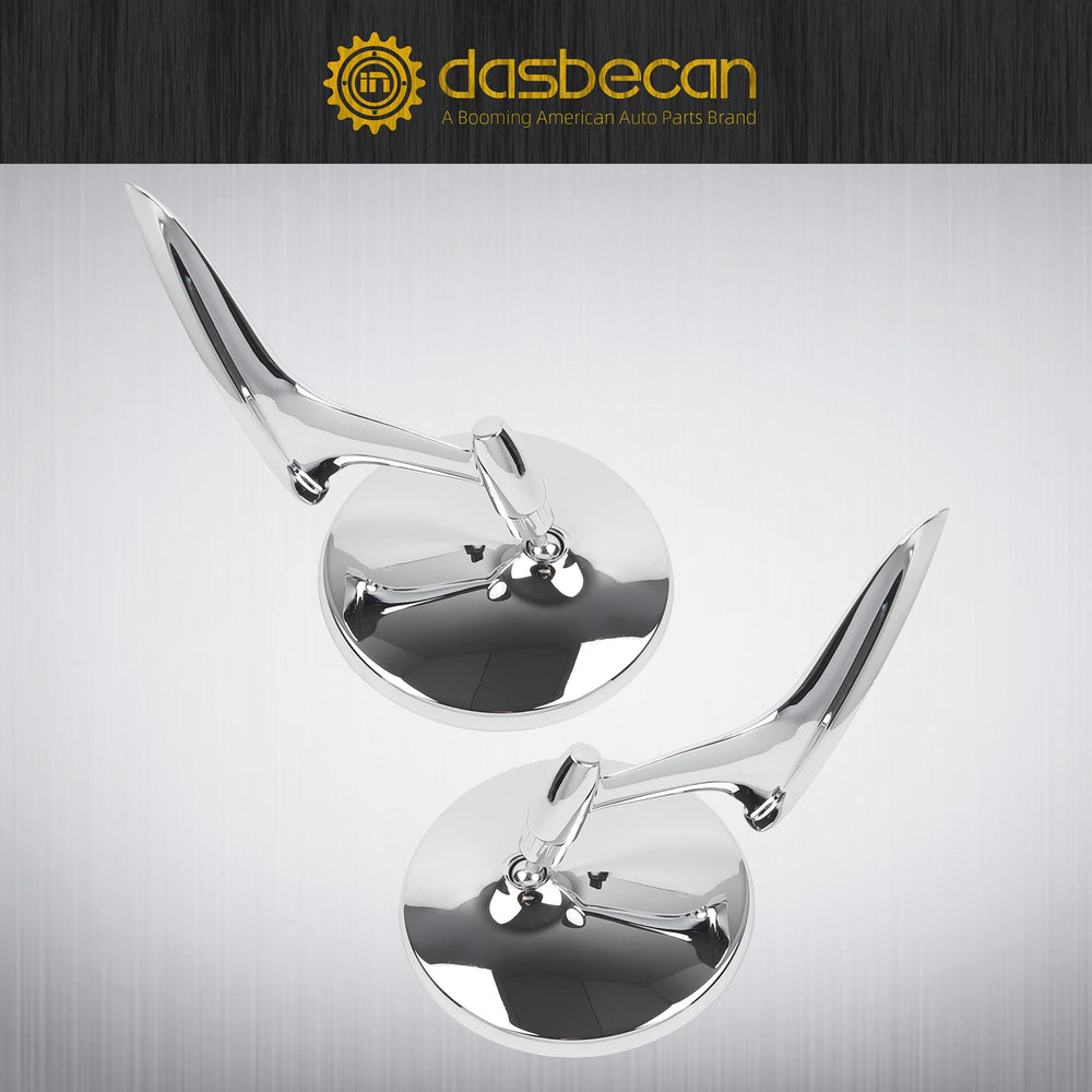 Dasbecan Chevy round bowtie mirror with chrome luster suits 1960s exterior aesthetics.