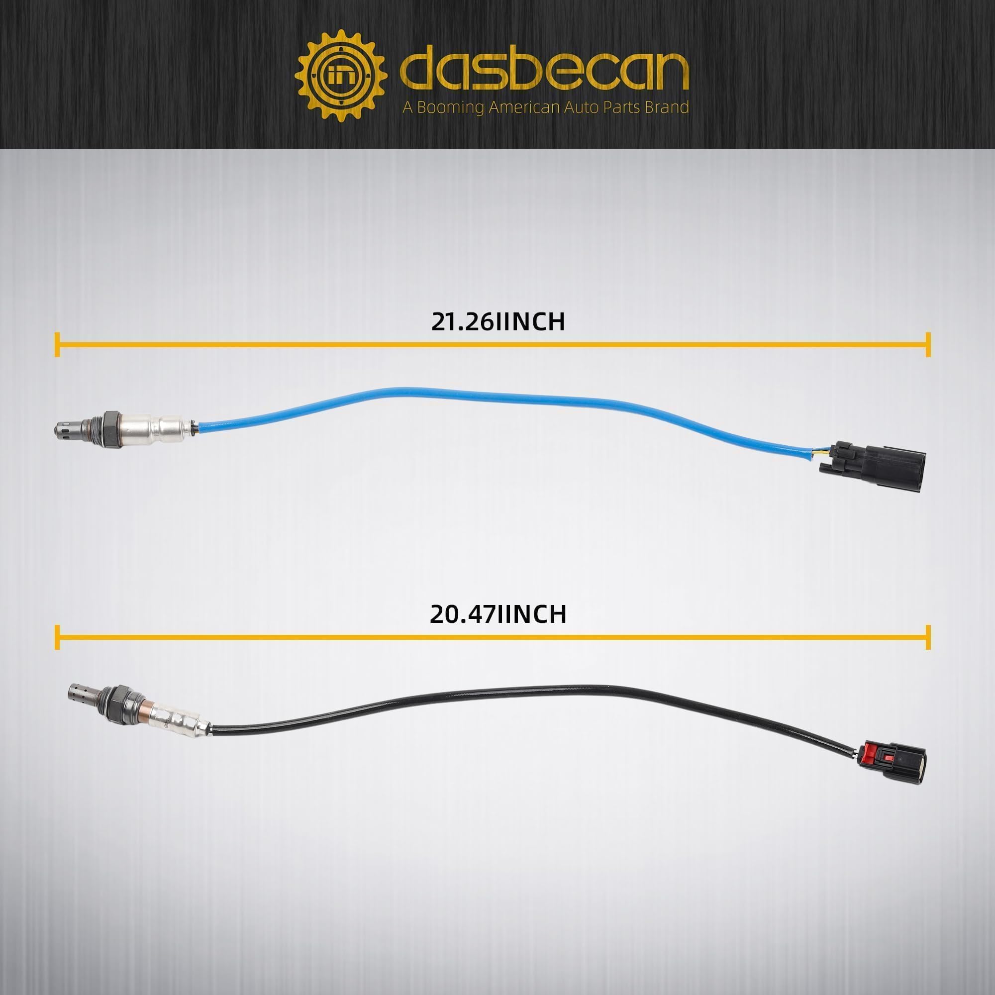 Dasbecan downstream sensor back view reveals the 4-pin connector and wiring.