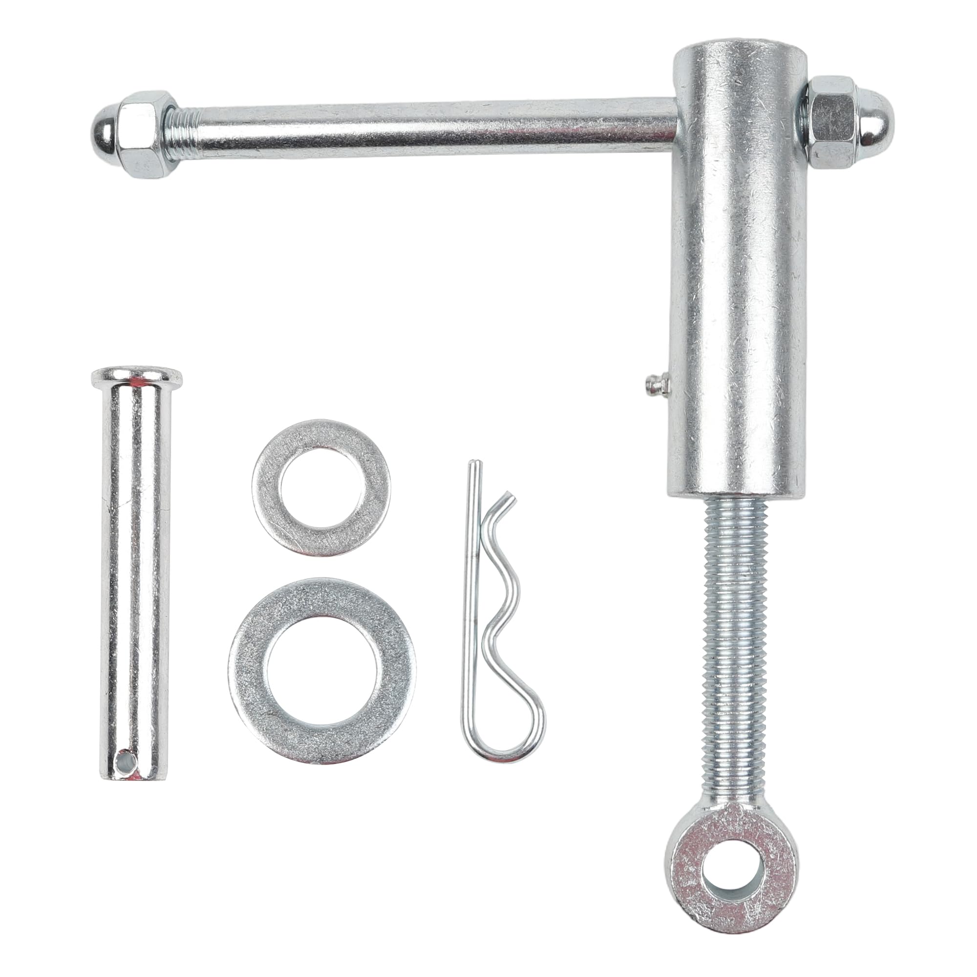 Dasbecan dump truck tailgate latch front view, sturdy steel build for secure transport.