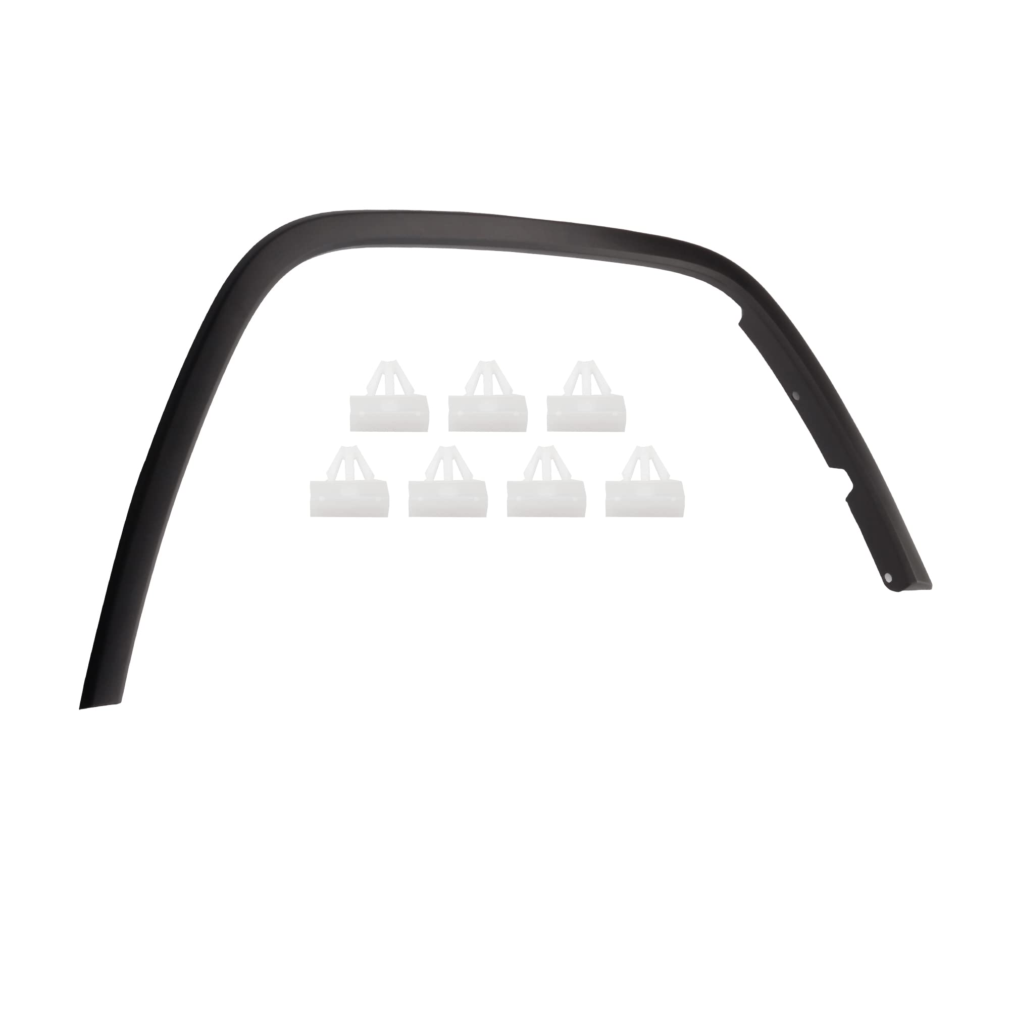 Dasbecan front right fender trim close-up shows durable clip-in design for Jeep Grand Cherokee.