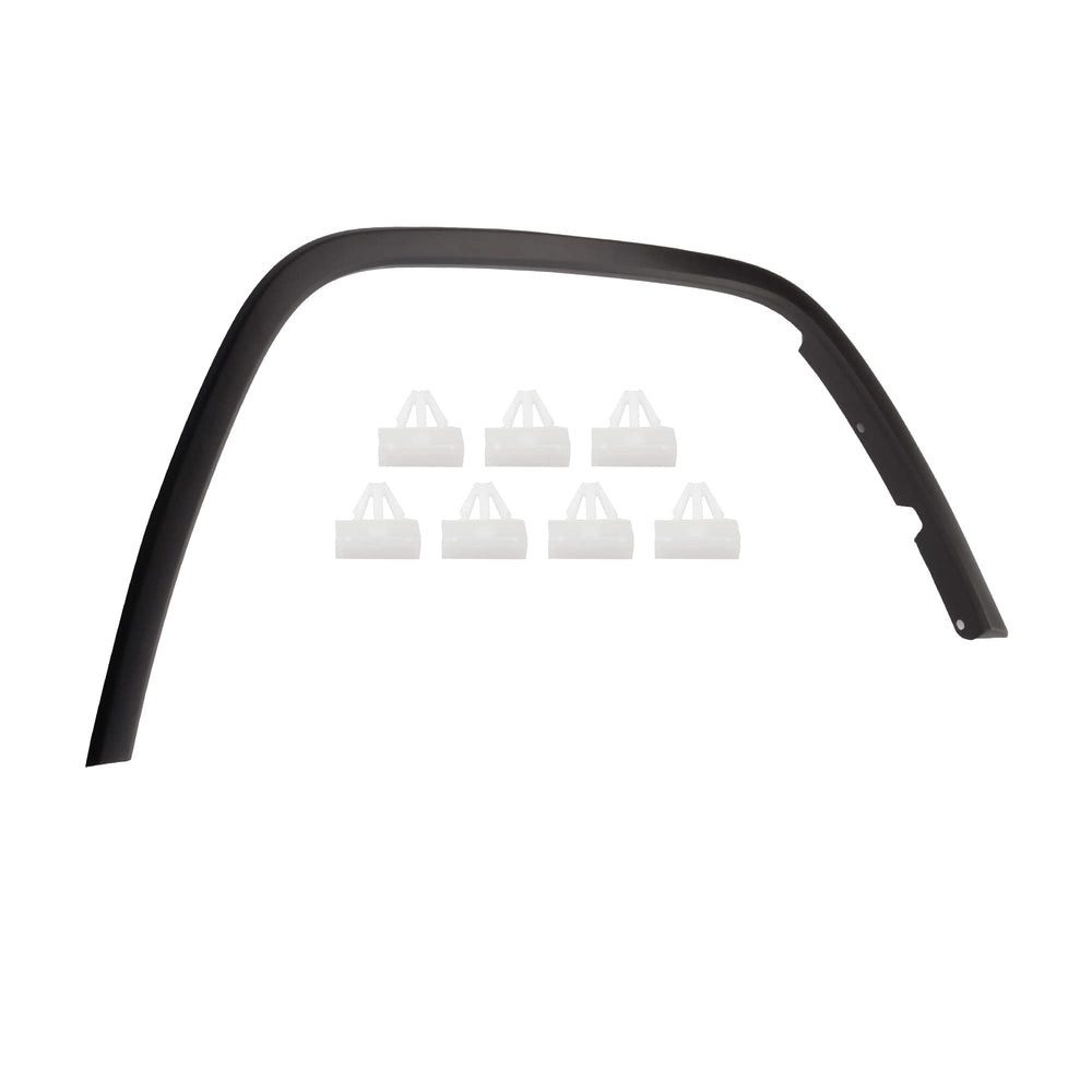 Dasbecan front right fender trim close-up shows durable clip-in design for Jeep Grand Cherokee.