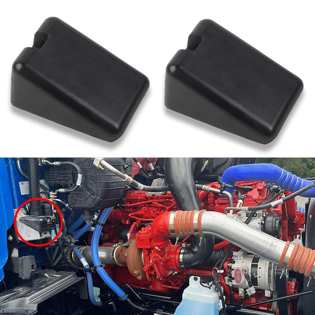 Dasbecan hood bumper support for Peterbilt 567 left side, secure hood alignment.