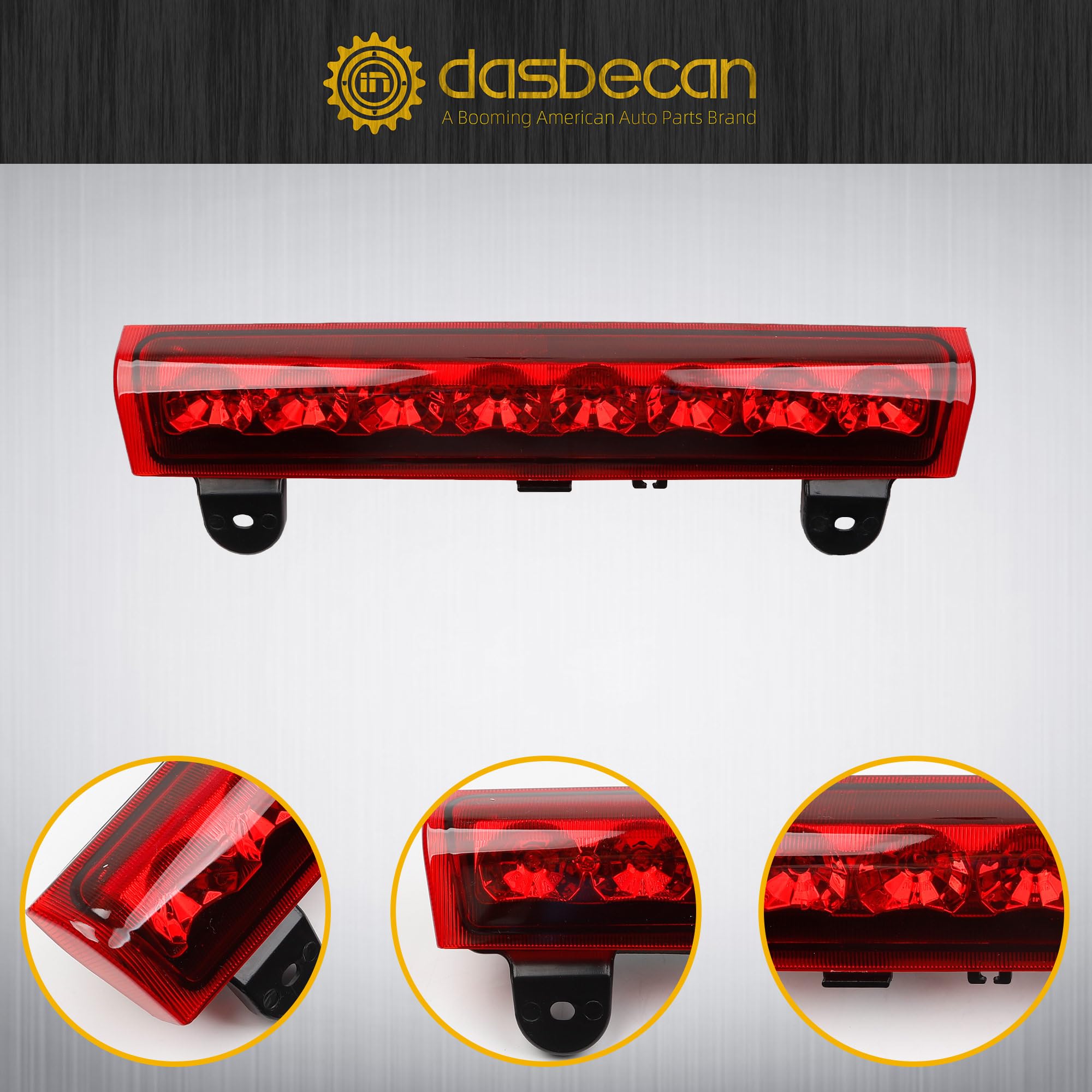 Dasbecan LED 3rd high mount brake light Tahoe XL provides plug-and-play replacement.