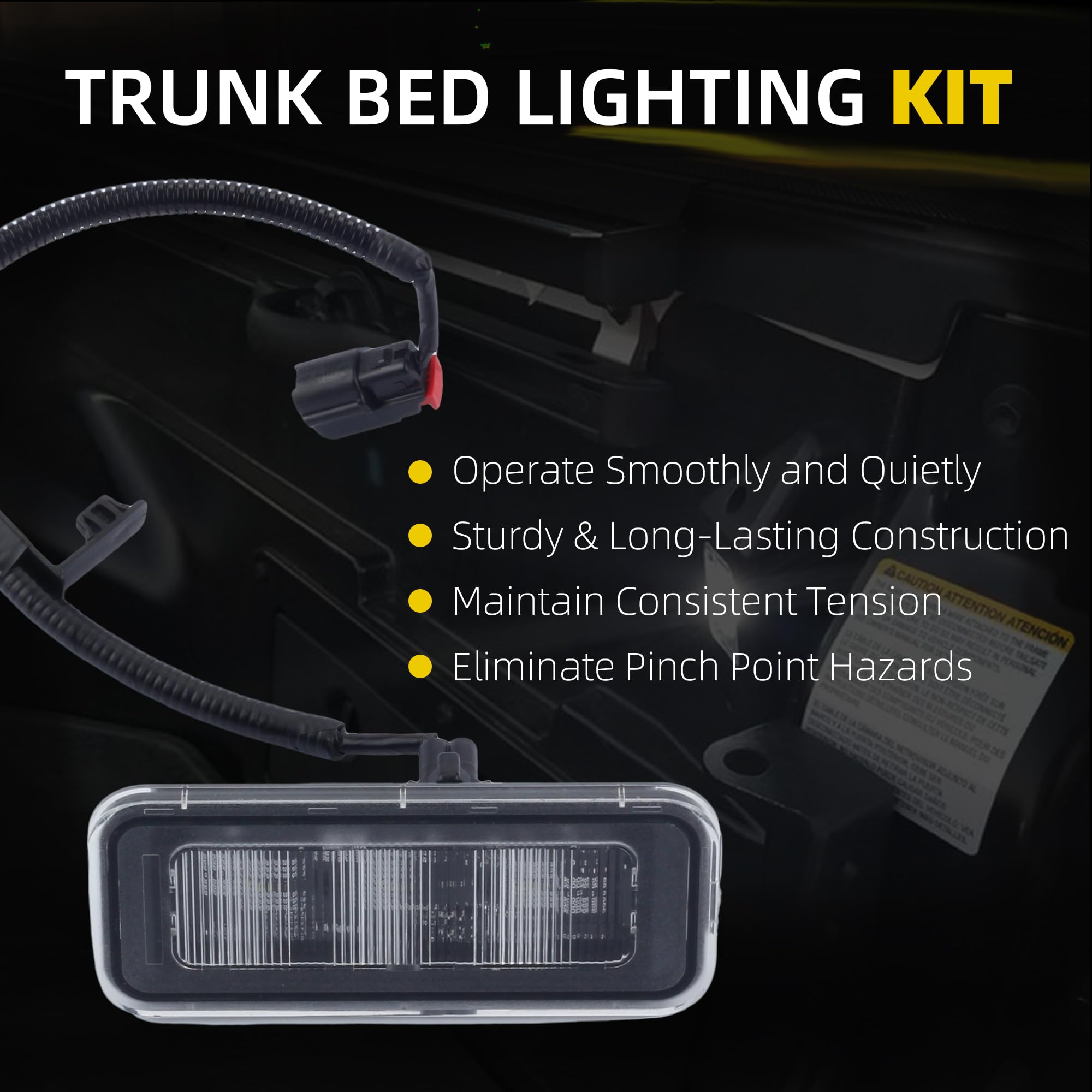 Dasbecan 6-LED strong light floods the truck bed with brightness.