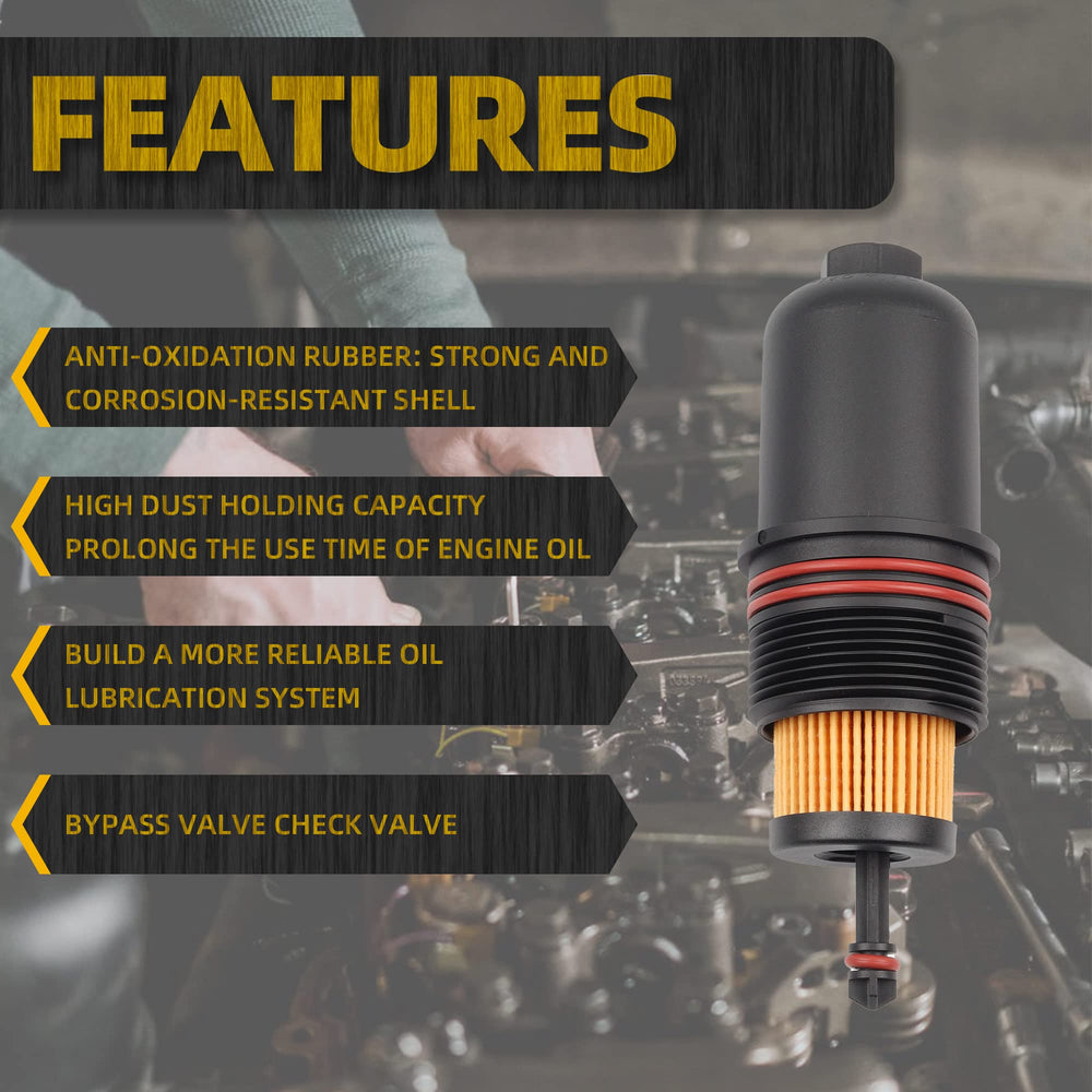 Dasbecan packaging showing ready-to-install oil filter cap lid cover.
