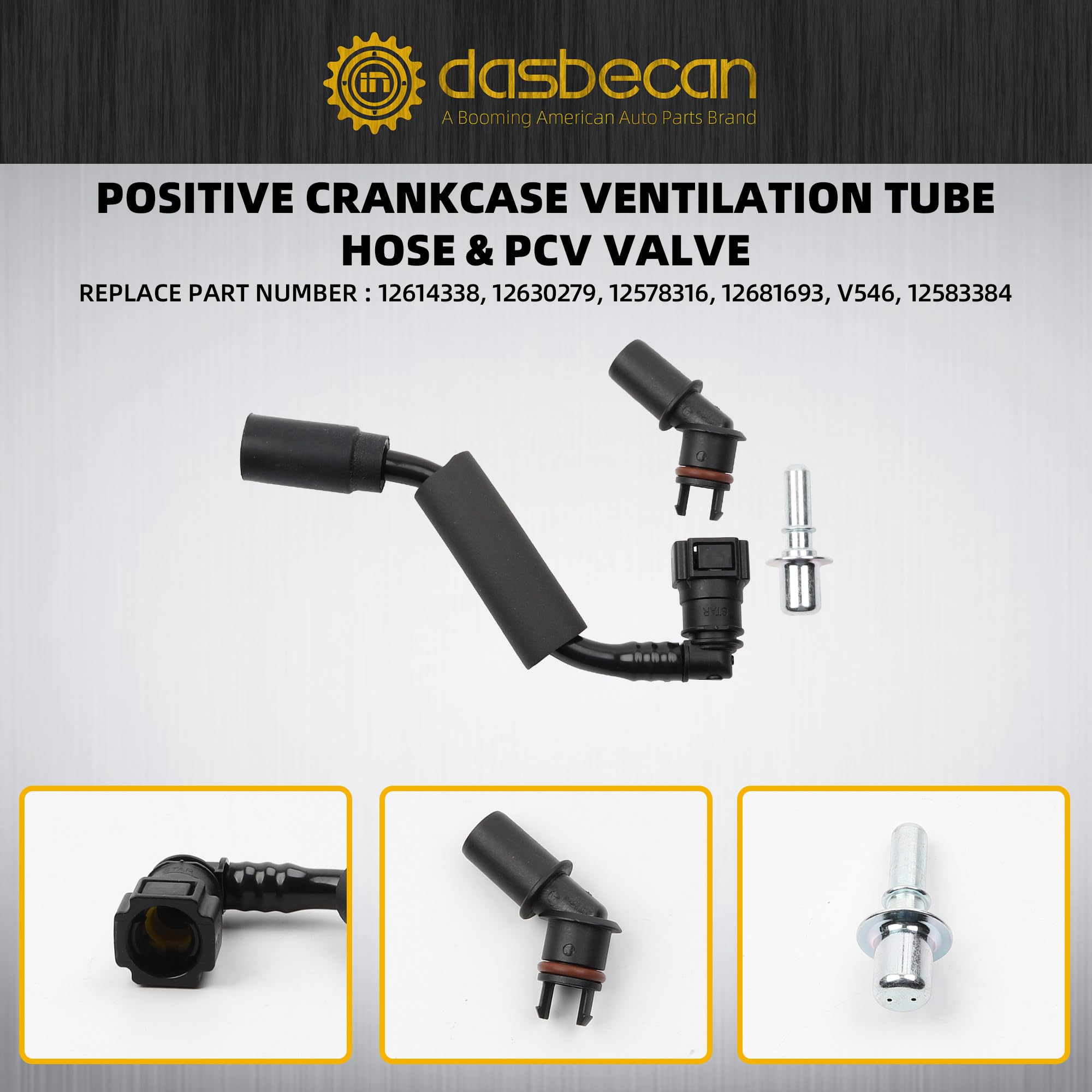 Dasbecan PCV valve tube kit packaging, showing complete contents for easy setup.