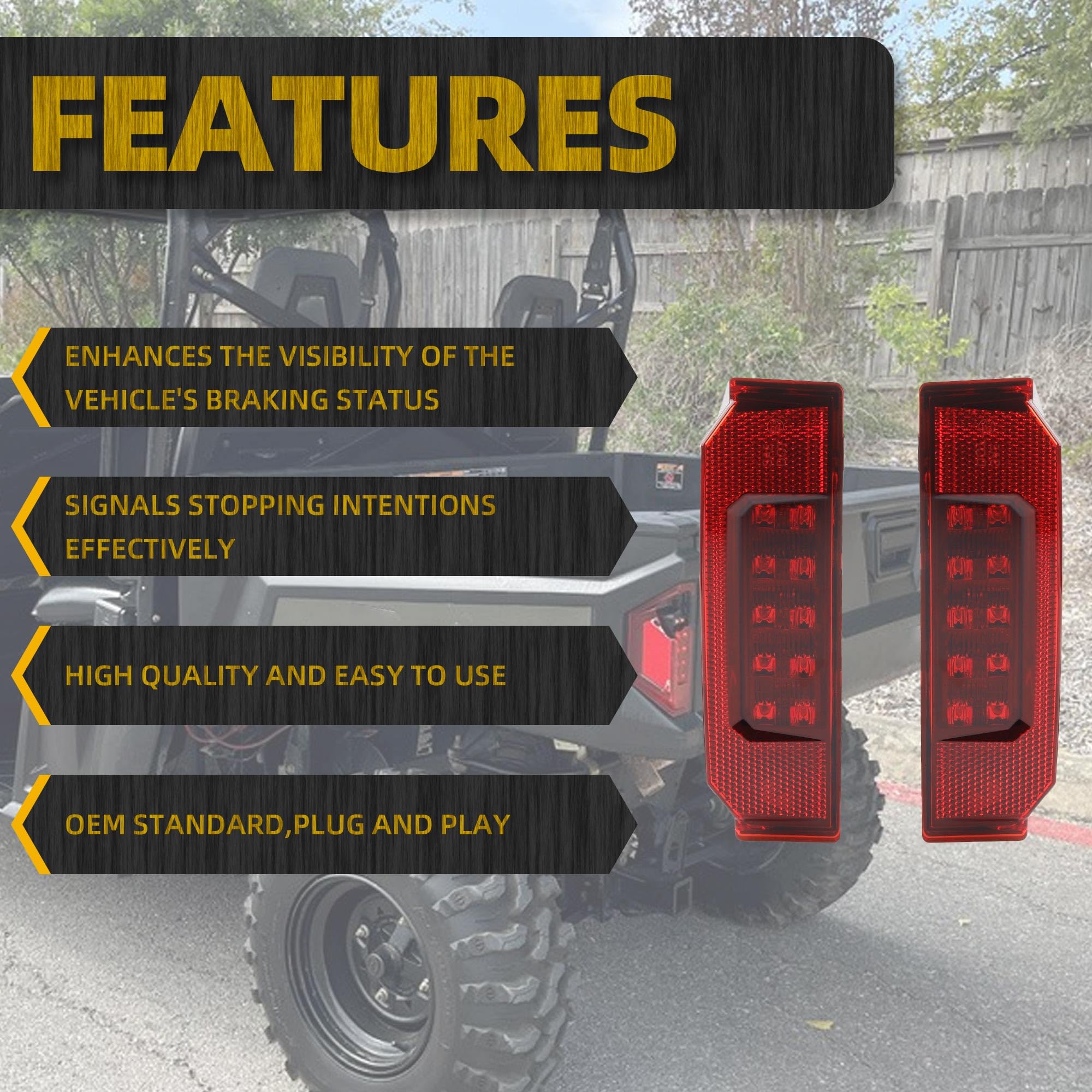 Dasbecan Ranger 900 tail light reinforces brake signaling with bright red LEDs.