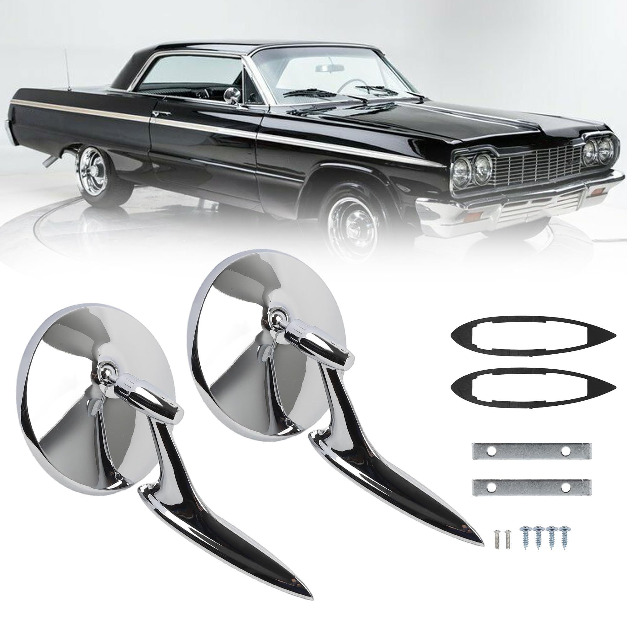 Dasbecan round bowtie mirror with ribbed base offers classic style and clear side visibility.