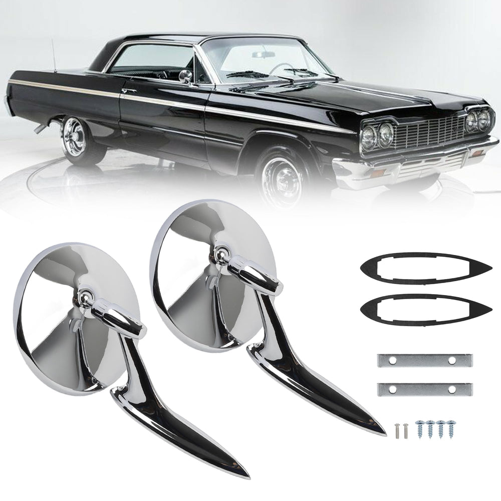 Dasbecan round bowtie mirror with ribbed base offers classic style and clear side visibility.