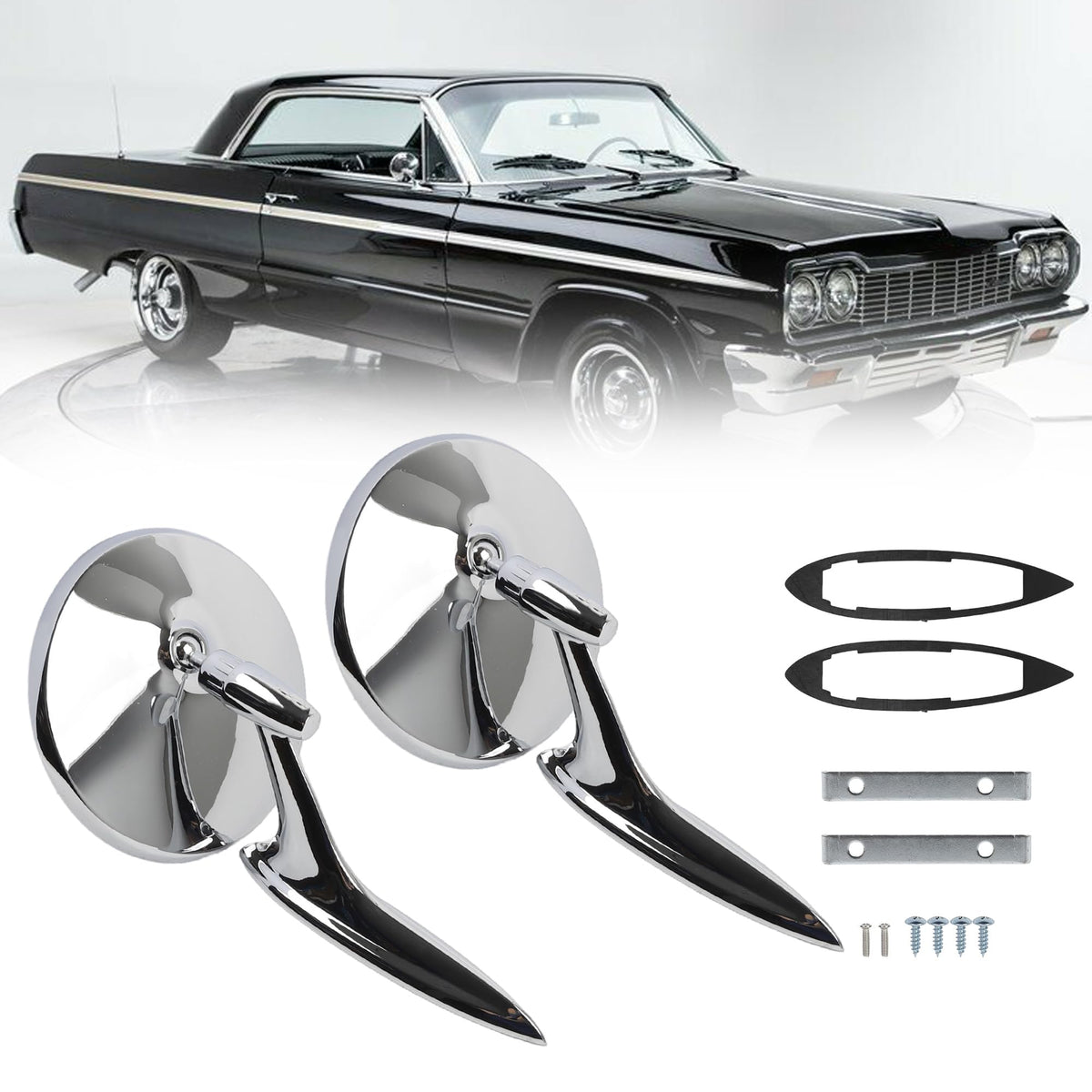 Dasbecan round bowtie mirror with ribbed base offers classic style and clear side visibility.