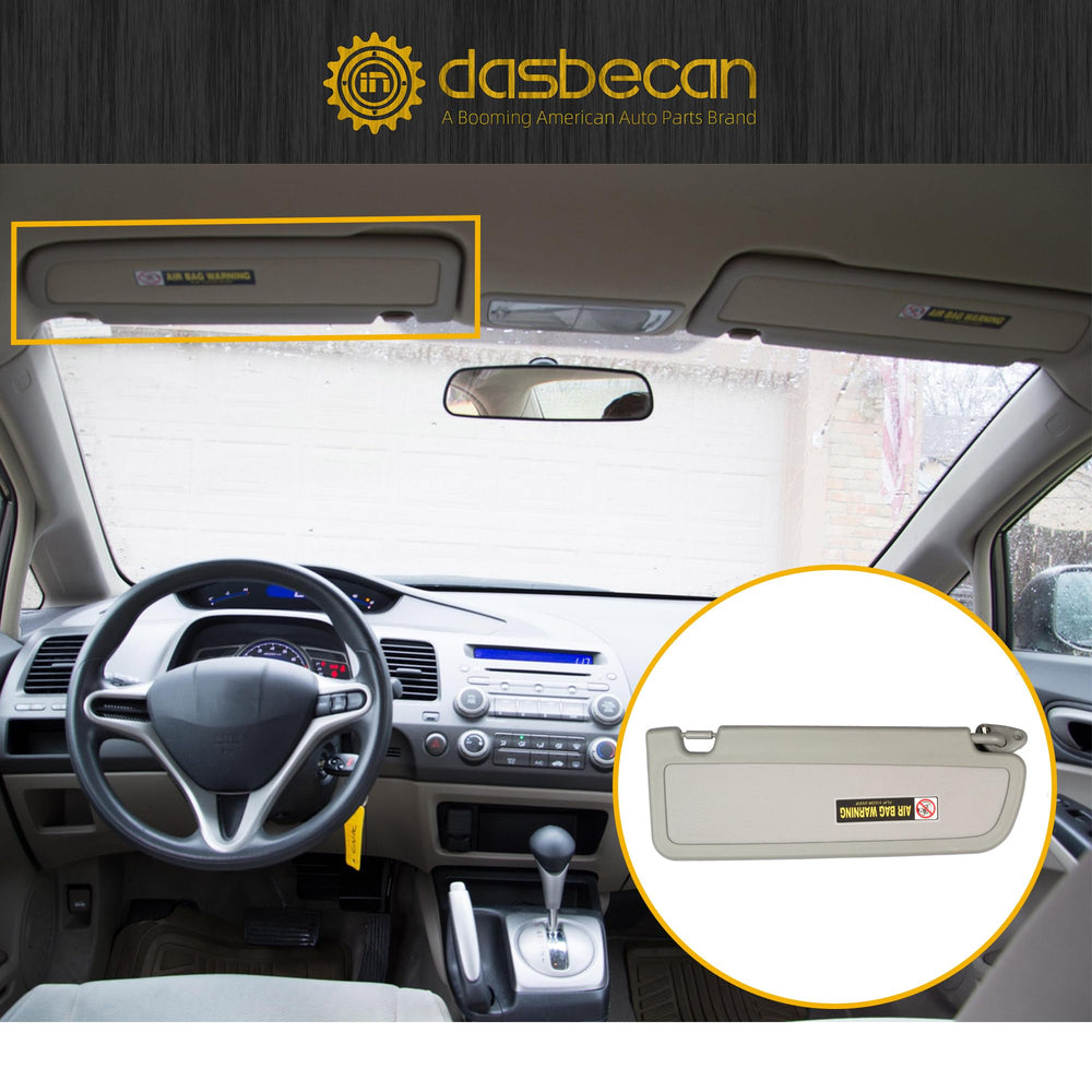 Dasbecan Sun Visor Closeup Gray material highlights build quality and interior integration.