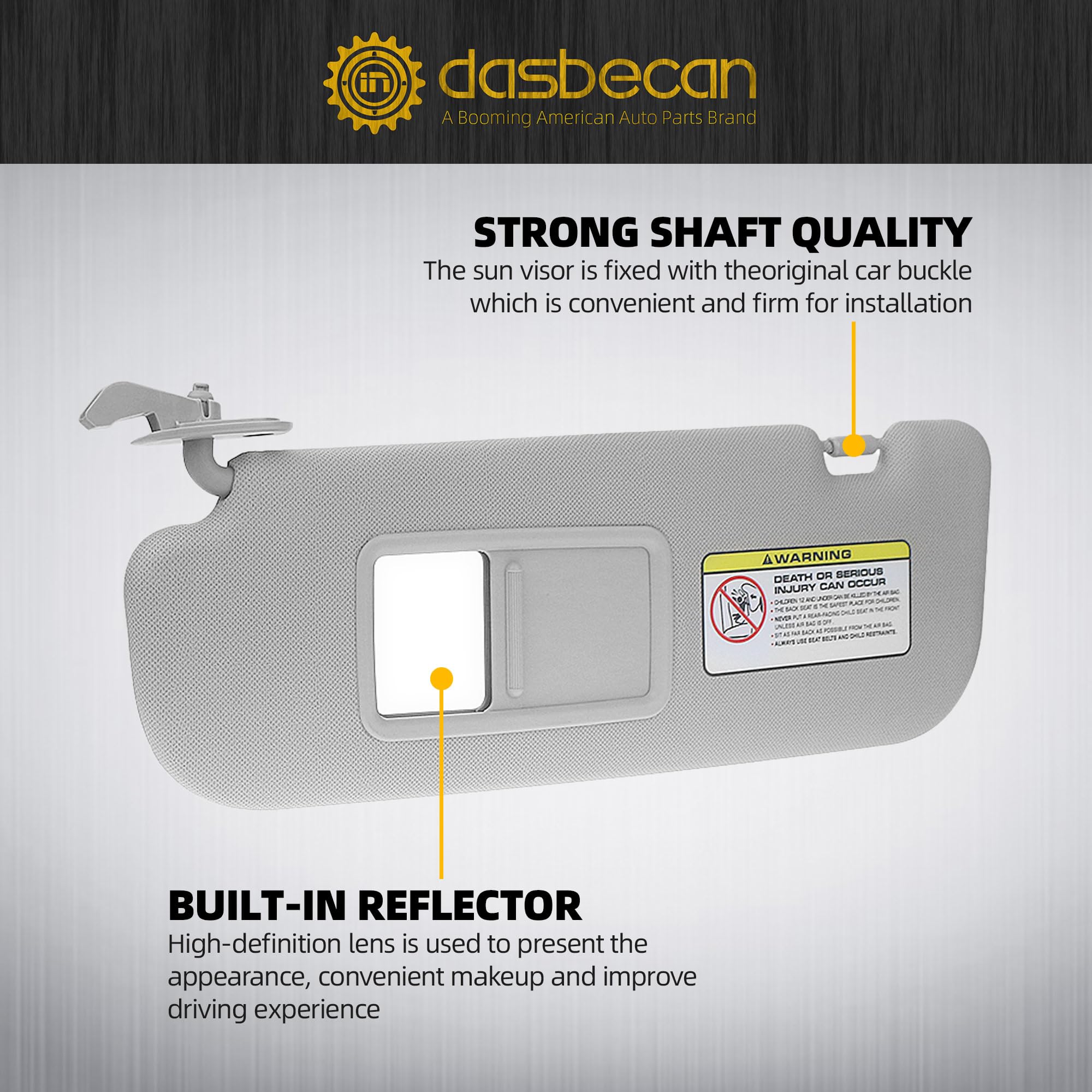 Dasbecan sun visor installation in car demonstrates quick snap-in replacement