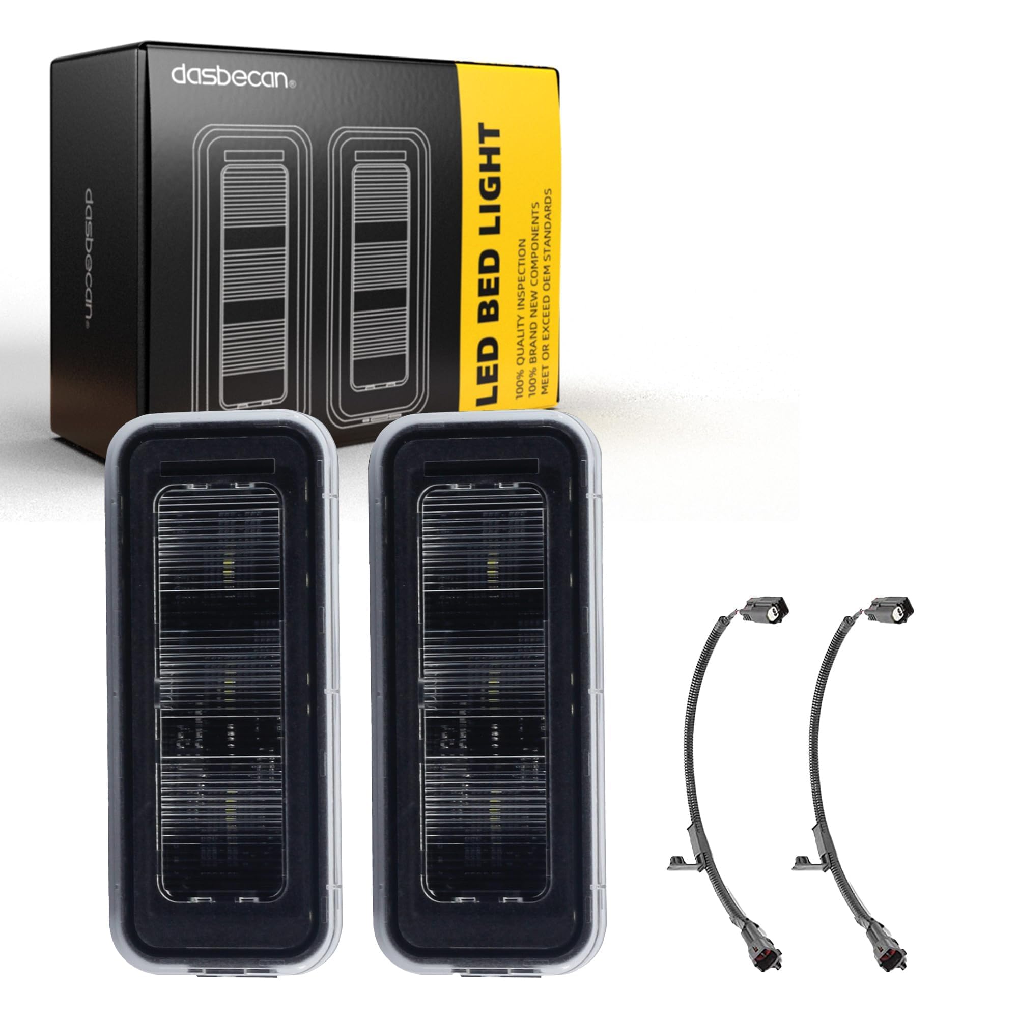 Dasbecan truck bed light assembly illuminates cargo area for easier loading.