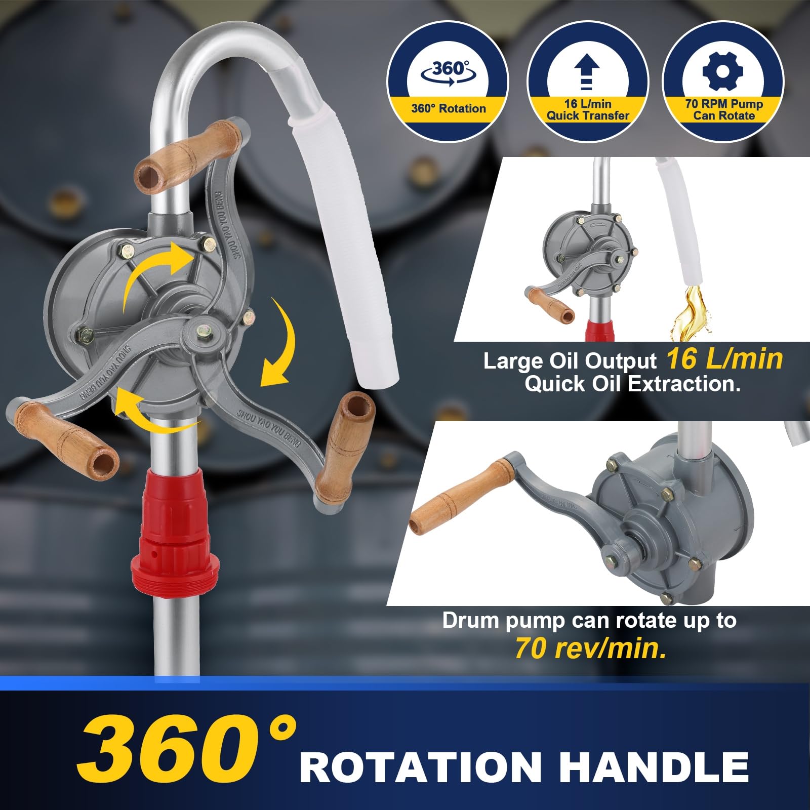 DASBET universal compatibility supports 5 to 55 gallon drums.