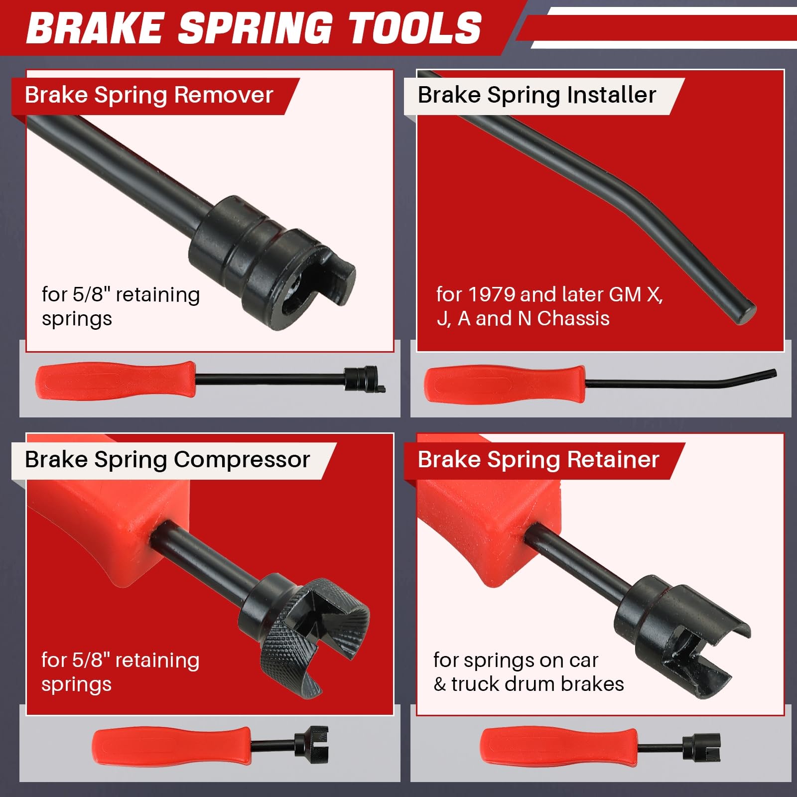 DASBET brake spring compressor offers controlled tension during shoe adjustments.