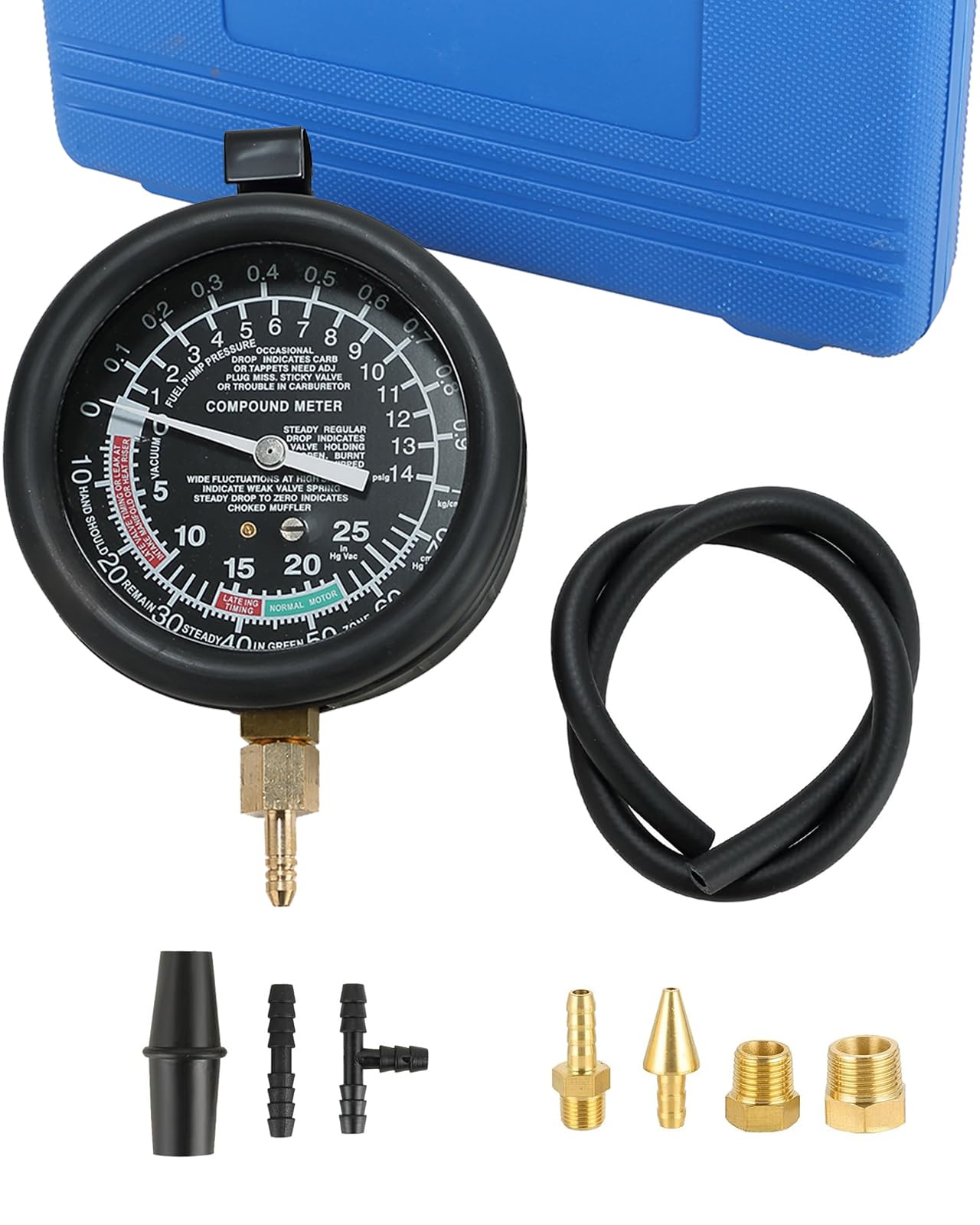 DASBET car vacuum tester gauge kit for diagnosing fuel and vacuum pressure.