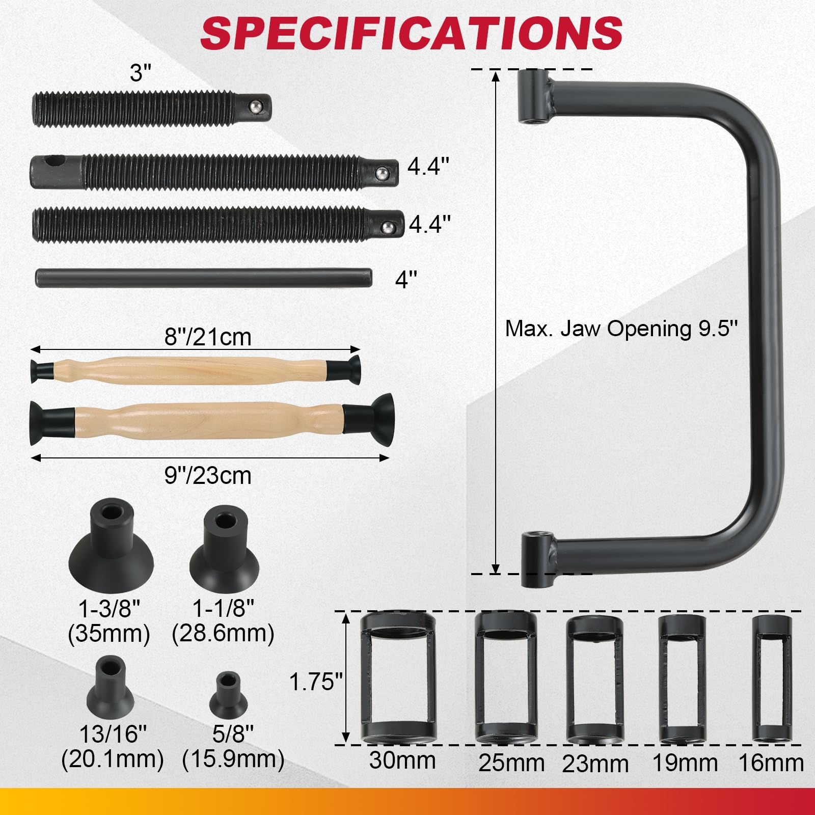 DASBET extension rods in multiple lengths for engine versatility.