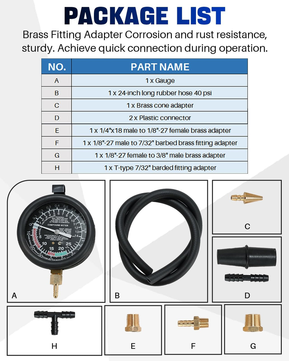 DASBET four-inch pressure gauge for clear engine readings.