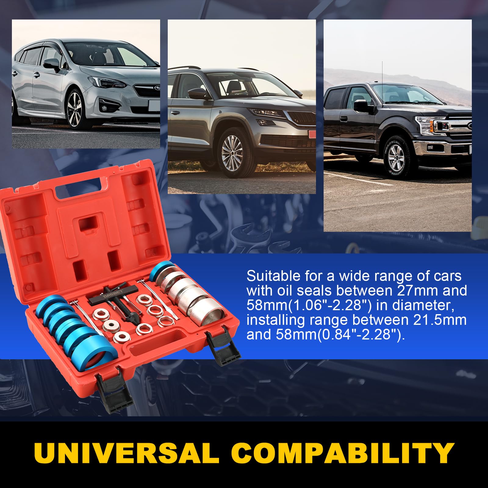 DASBET universal compatibility supports seals from 27 to 58 mm.