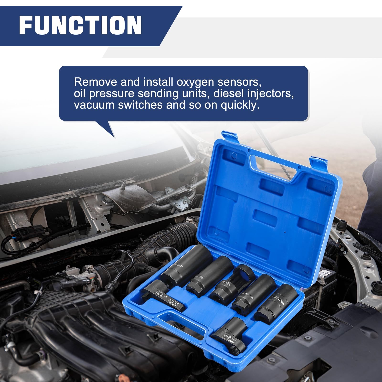 DASBET universal oxygen sensor socket handles wiring-attached sensors.