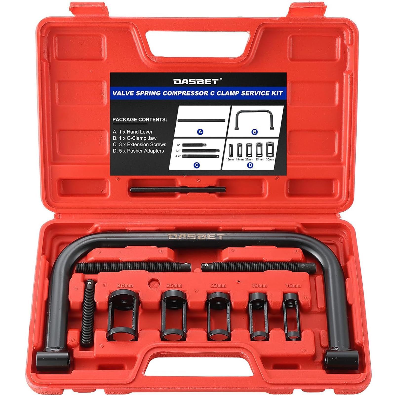 DASBET valve spring compressor C-clamp used for precise engine maintenance