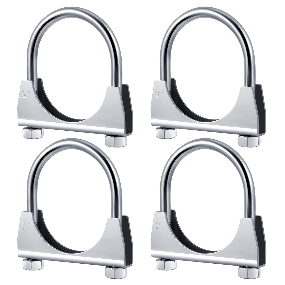 Datanly 4 pack exhaust clamps securing 2 inch pipes for leak free connection