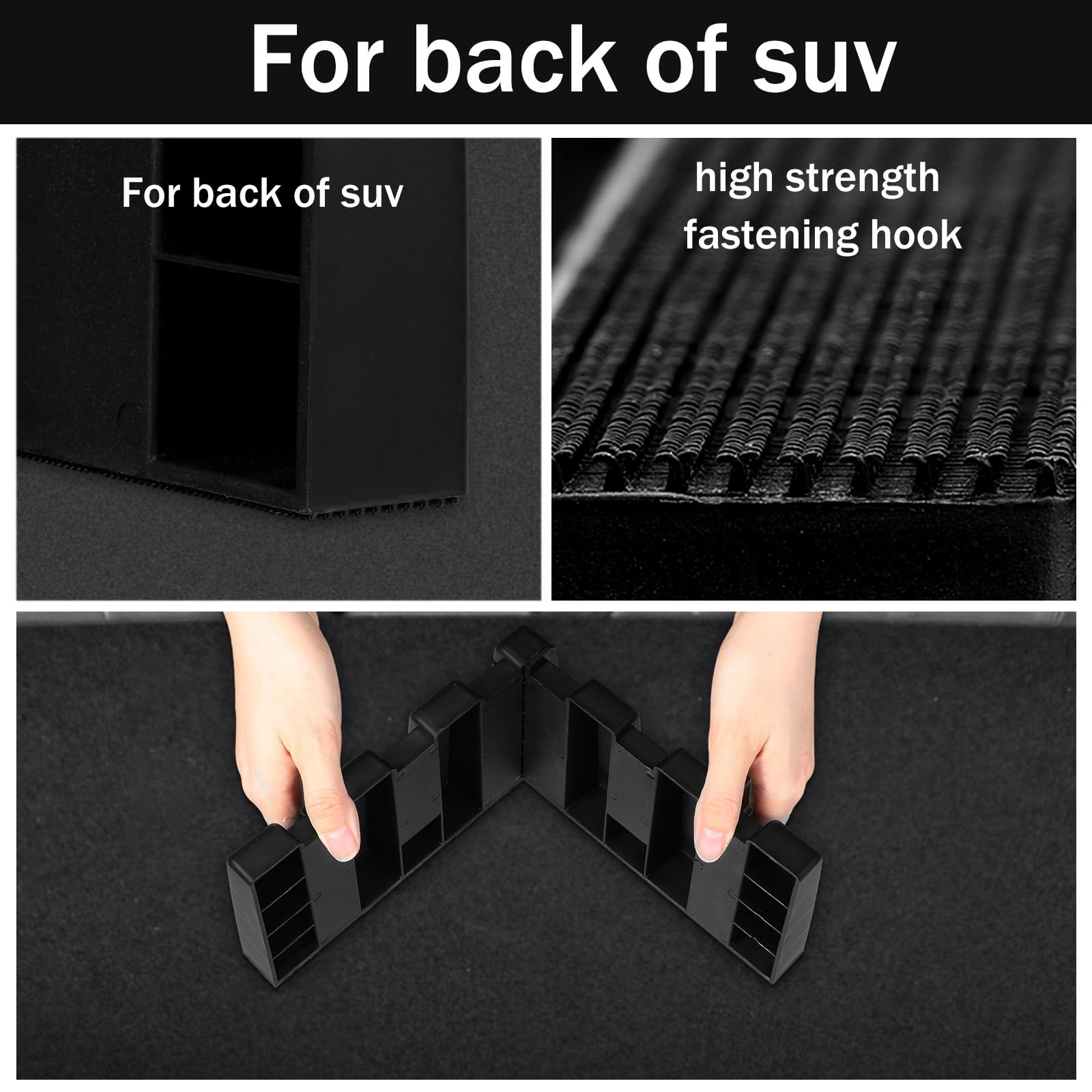 Datanly trunk blocks with hook-and-loop fasteners prevent sliding.