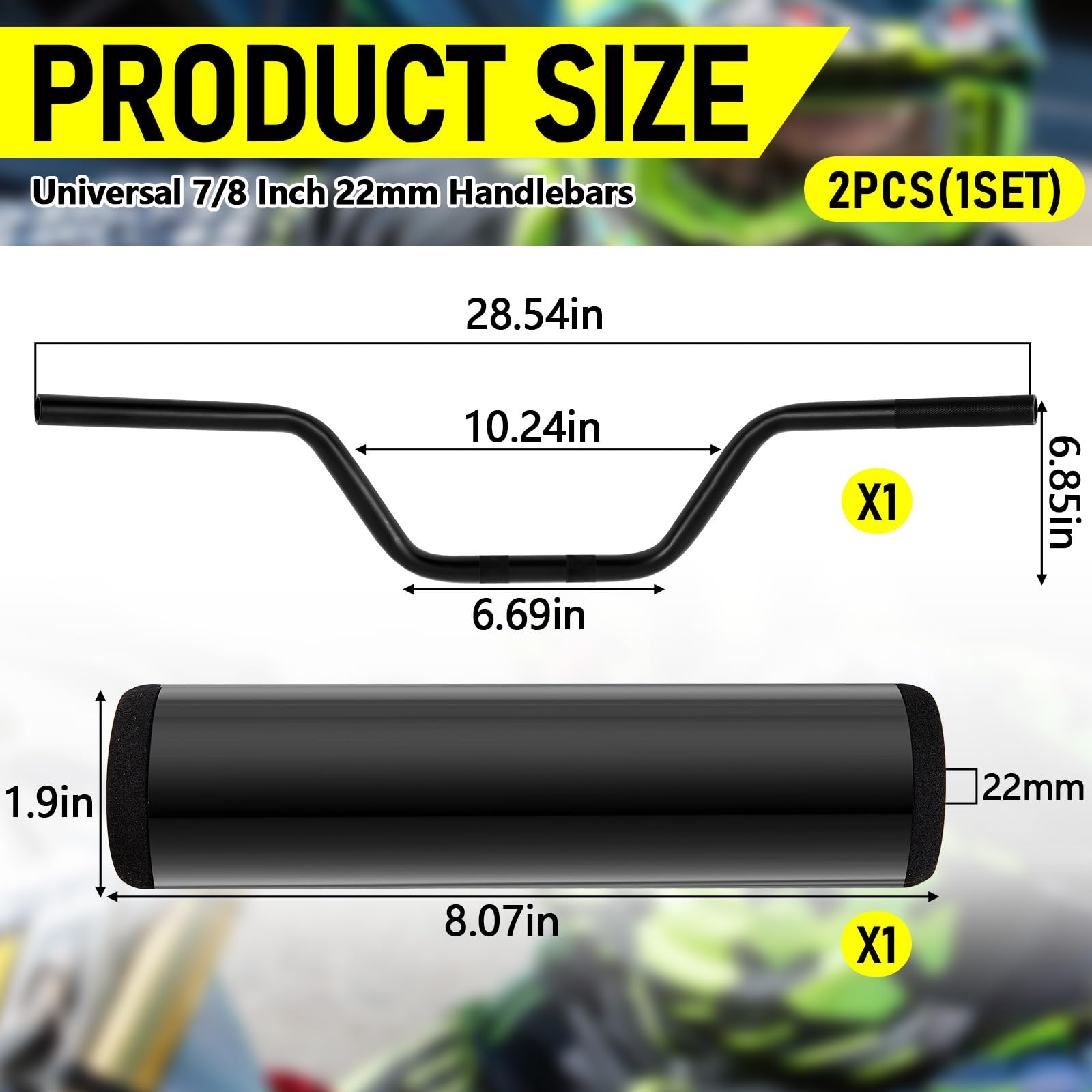 Datanly universal-fit handlebars for 7/8 inch clamps on dirt bikes and ATVs