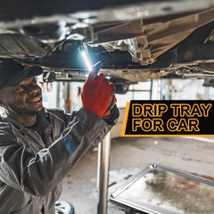 Datanly drip pan used for motorcycle oil change keeps workspace clean